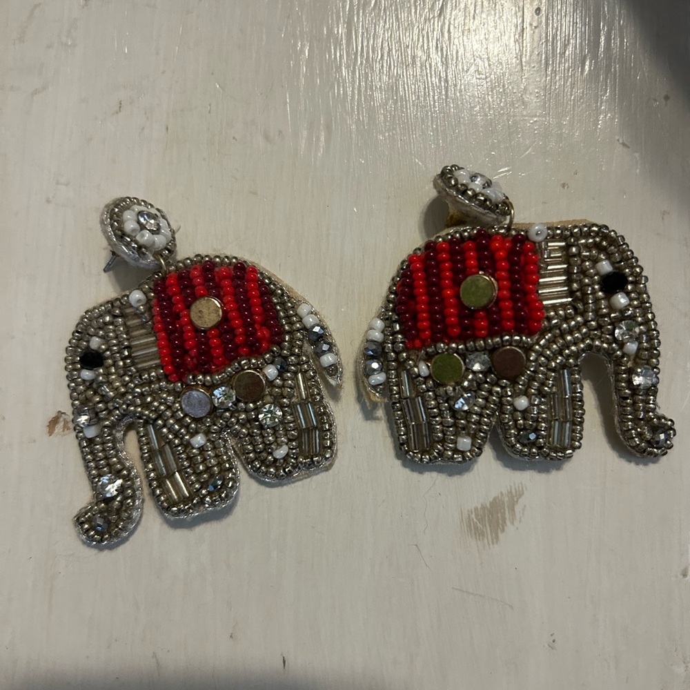 Beaded Elephant Earrings